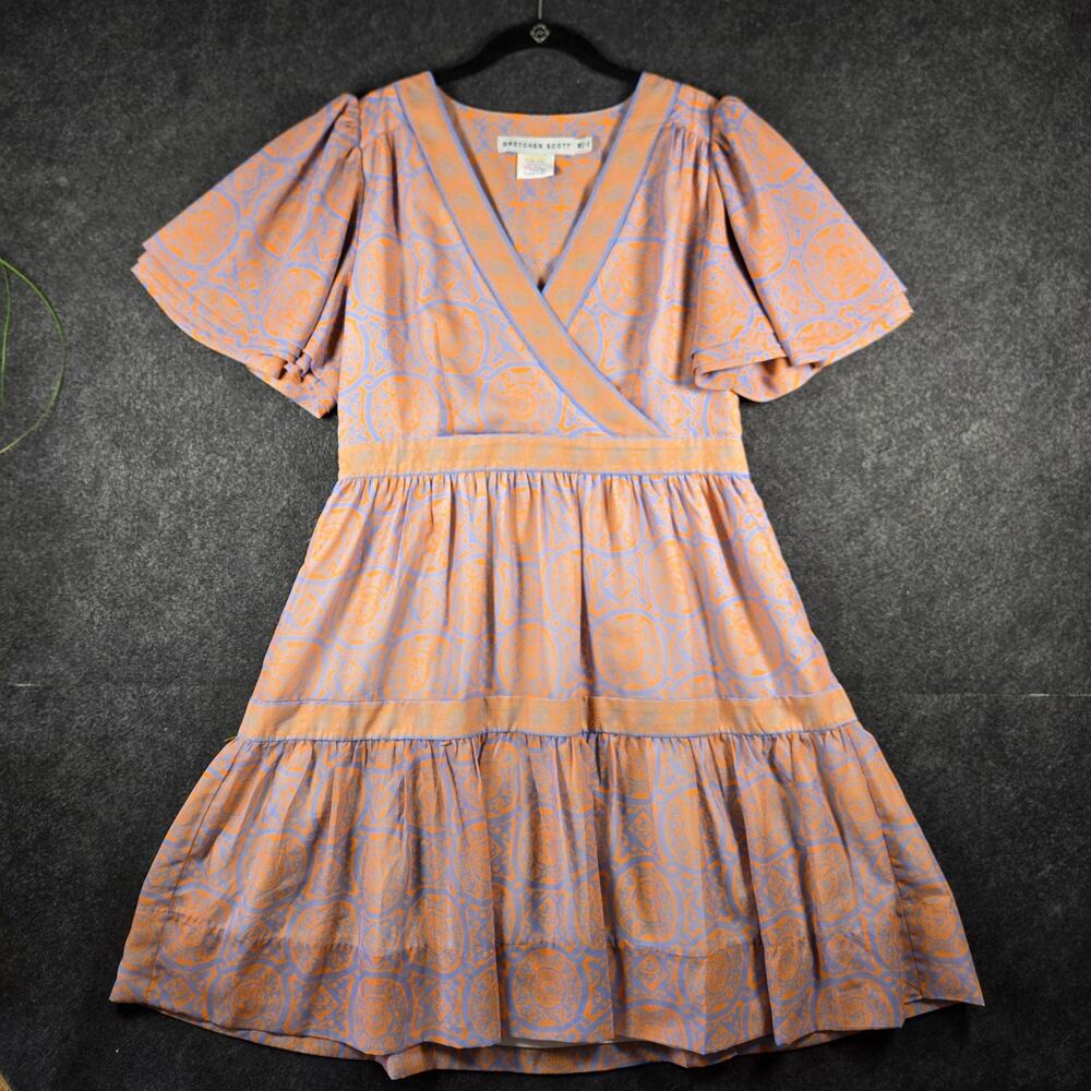 Gretchen Scott Le Marais Sultan Dress In Orange and Blue Fairy Princess Fae NWOT